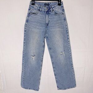 Grand Beach Club Light Wash Distressed High Rise Wide Leg Jeans 24